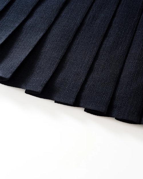 Linen Look Bow Collar Pleated Mini Dress