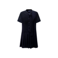 Linen Look Bow Collar Pleated Mini Dress