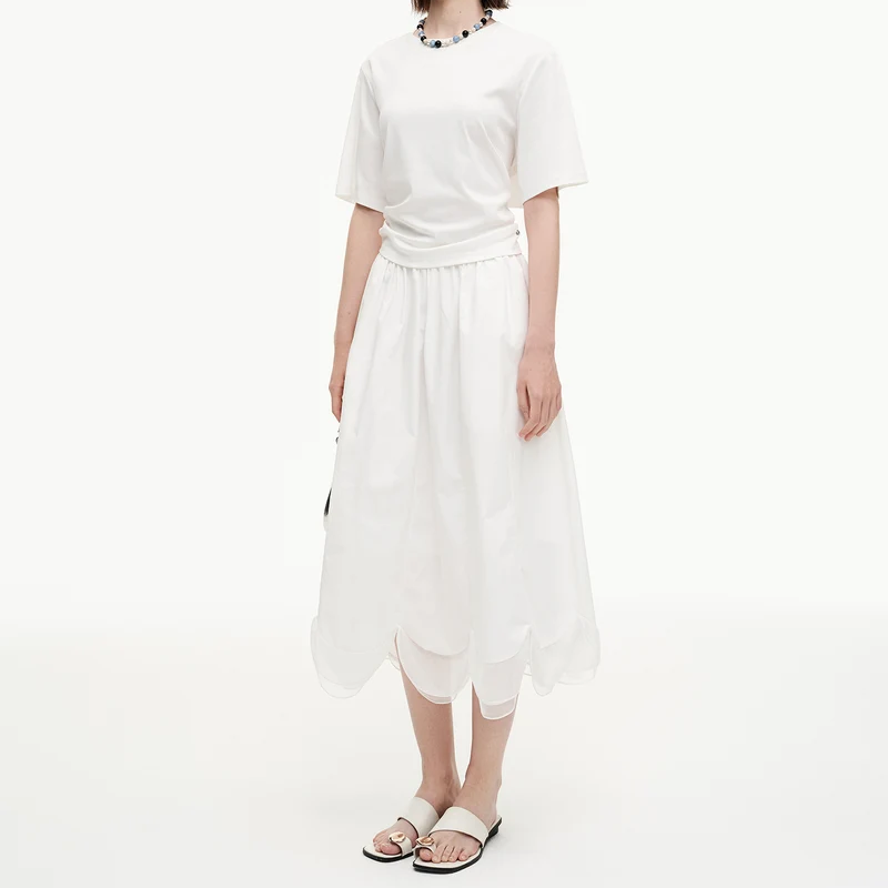 Cotton Petal Cut A-Line Short Sleeve Top