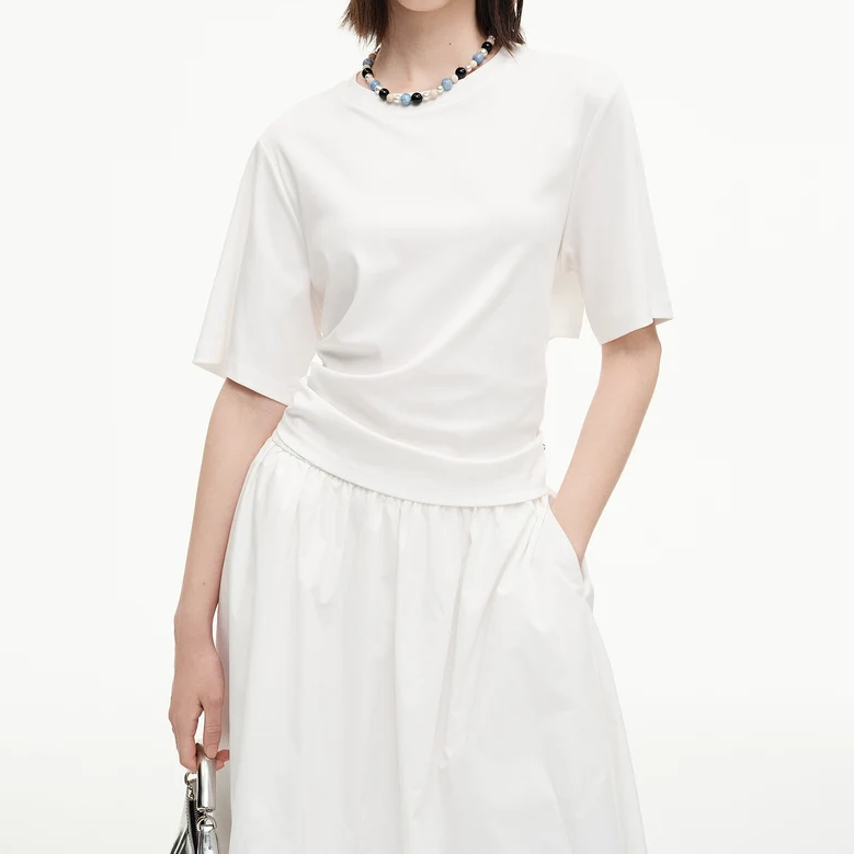 Cotton Petal Cut A-Line Short Sleeve Top