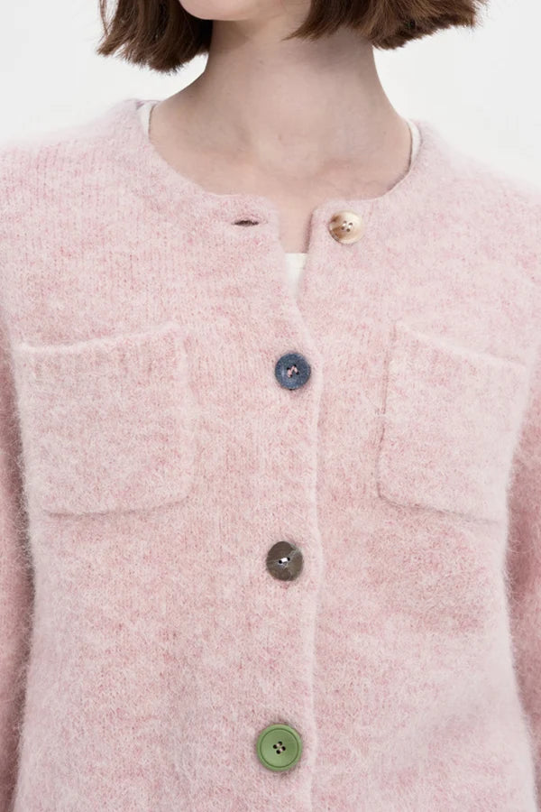 Alpaca Blend Round Neck Cropped Knit Cardigan