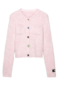 Alpaca Blend Round Neck Cropped Knit Cardigan